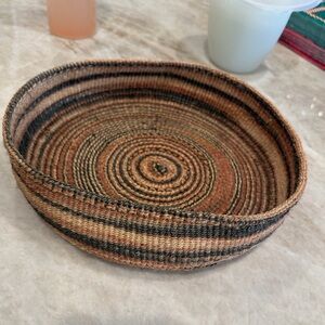 Native Handwoven Striped Basket 10”